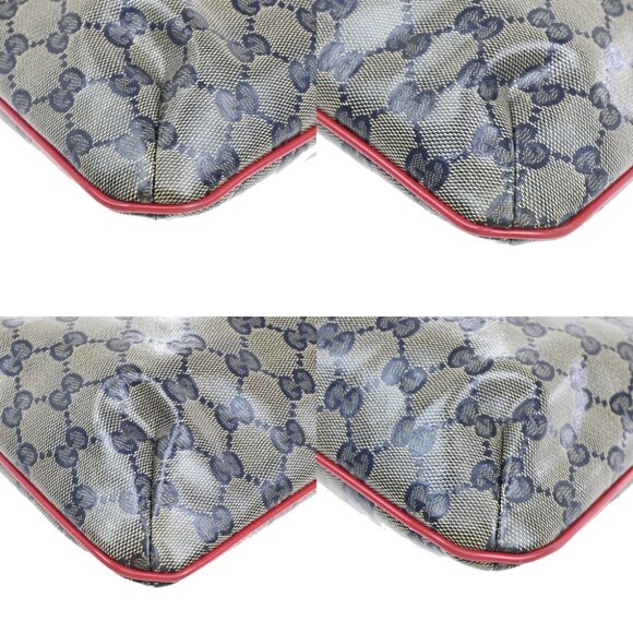 GUCCI GG Pattern Crystal Shoulder Bag Coating Canvas Leather Blue Red 88EE439 - Picture 2 of 16